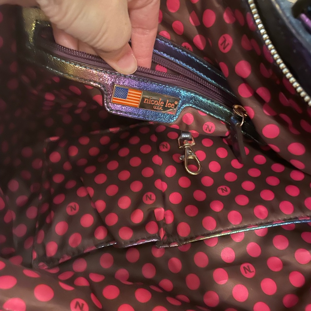 Nicole Lee Denim Tote with Multicolor Handles - Picture 10 of 11